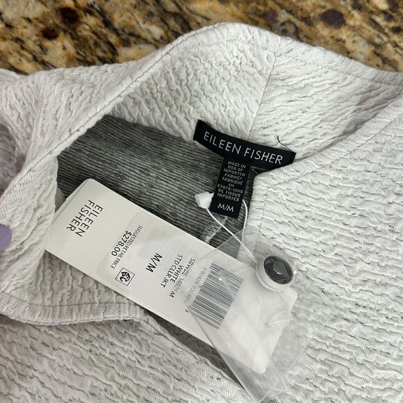 Eileen Fisher Off White Snap Closure Classic Fit Textured Jacket Size M - Picture 7 of 12